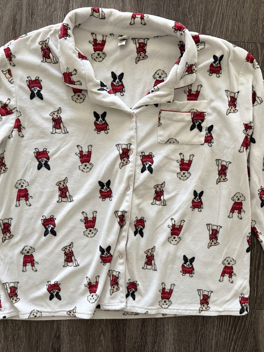 Dog Print Pajama Set in White & Red Like New
